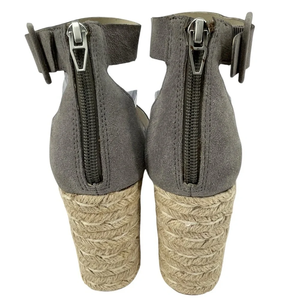 Dolce Vita Suede Creamy Grey Rope Platform Espadrille Wedge Sandals - Sz 7.5